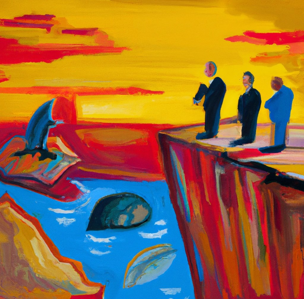 An oil painting depicting the risks associated with investing in an ETF (by DALL-E)