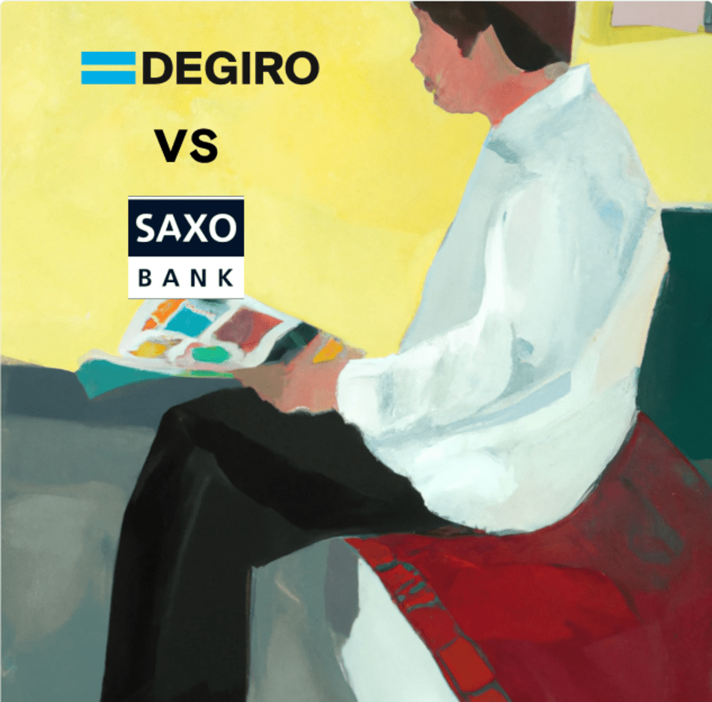 Person sitting down reviewing DEGIRO and Saxo as brokers