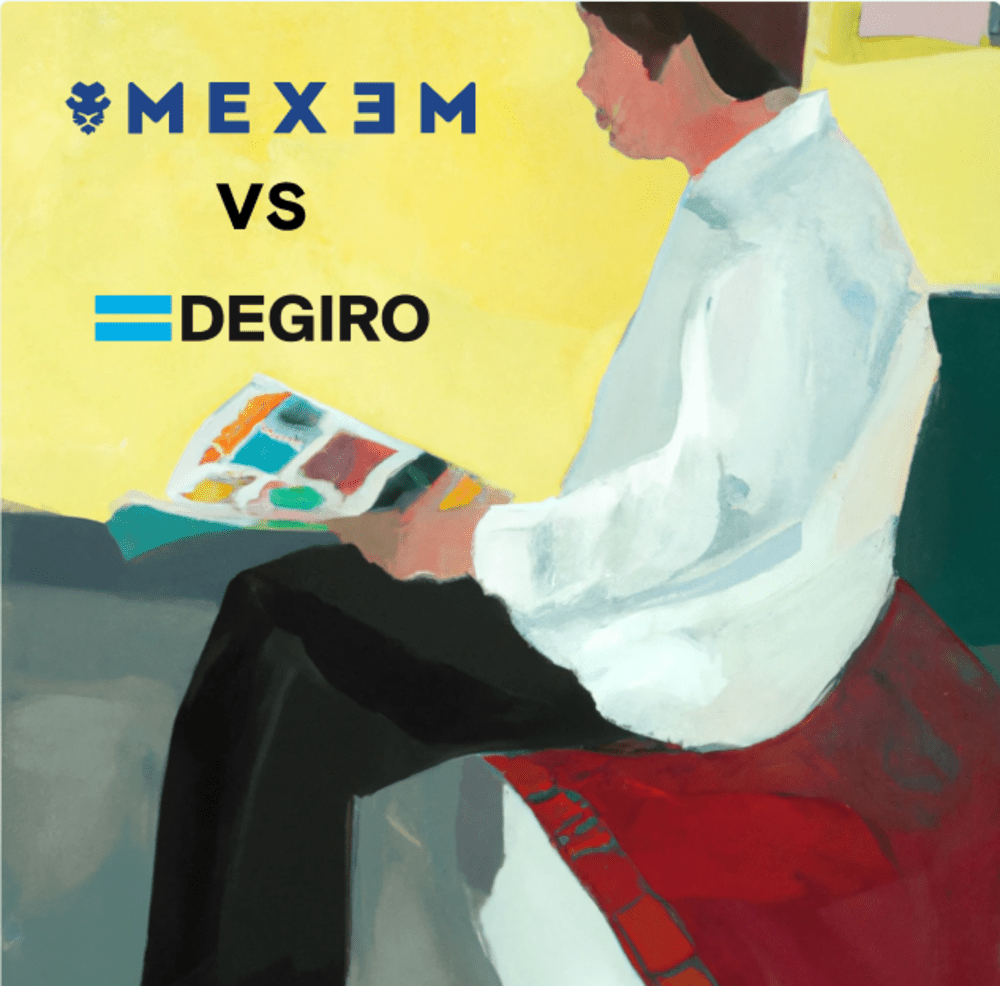 Person sitting down reviewing the two brokers MEXEM and DEGIRO