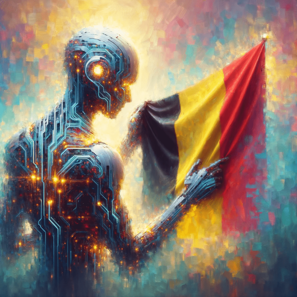 AI looking at a Belgian flag generated by DALL-E