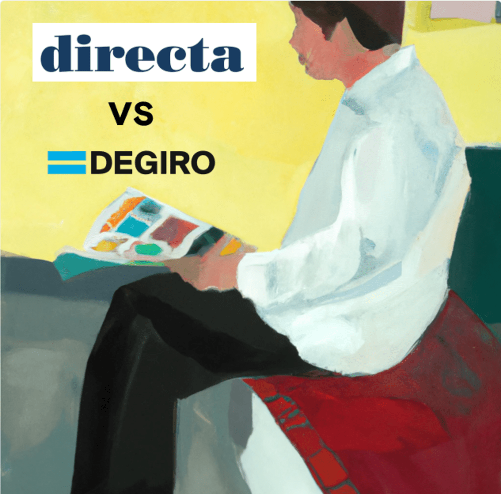 Person sitting down reviewing the brokers Directa and DEGIRO