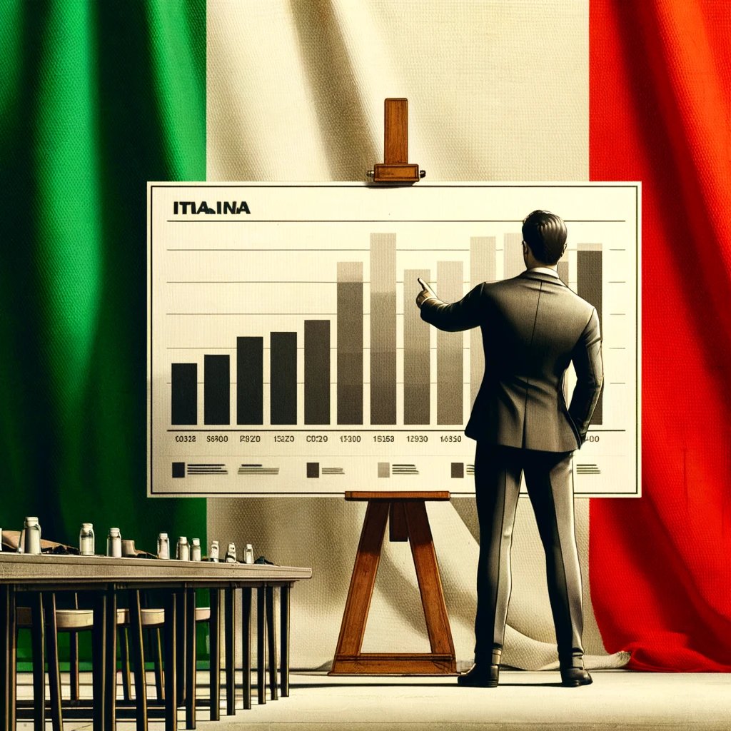 Person choosing between an accumulating or distributing ETF on the backdrop of an Italian flag