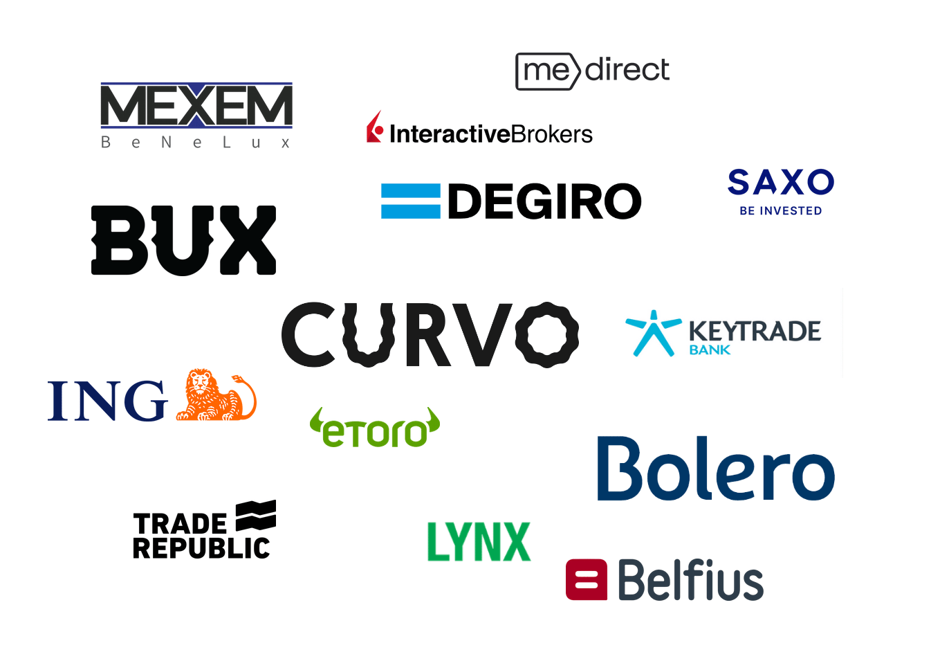Logos of various brokers available in Belgium