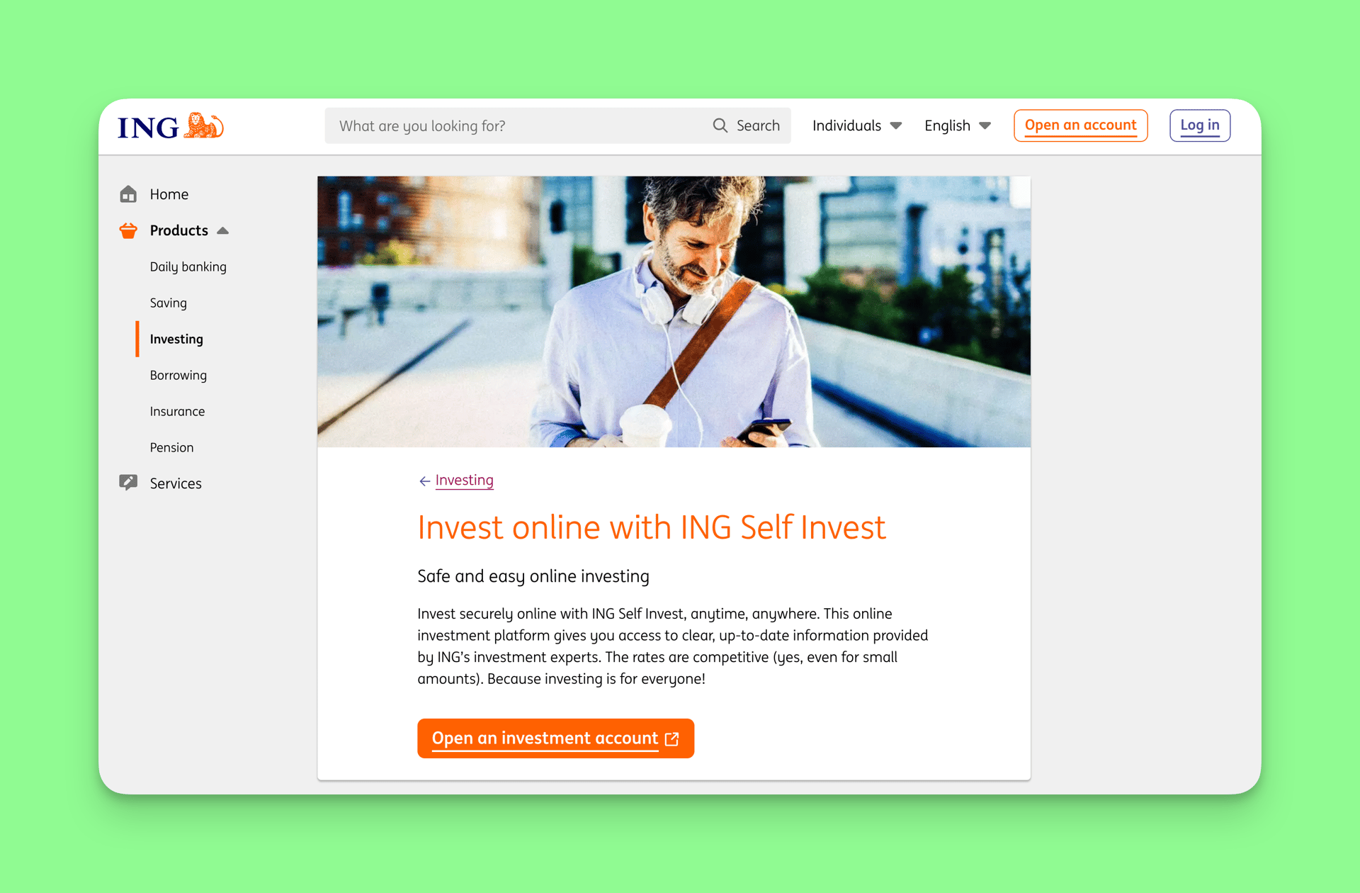 Website of ING Self Invest