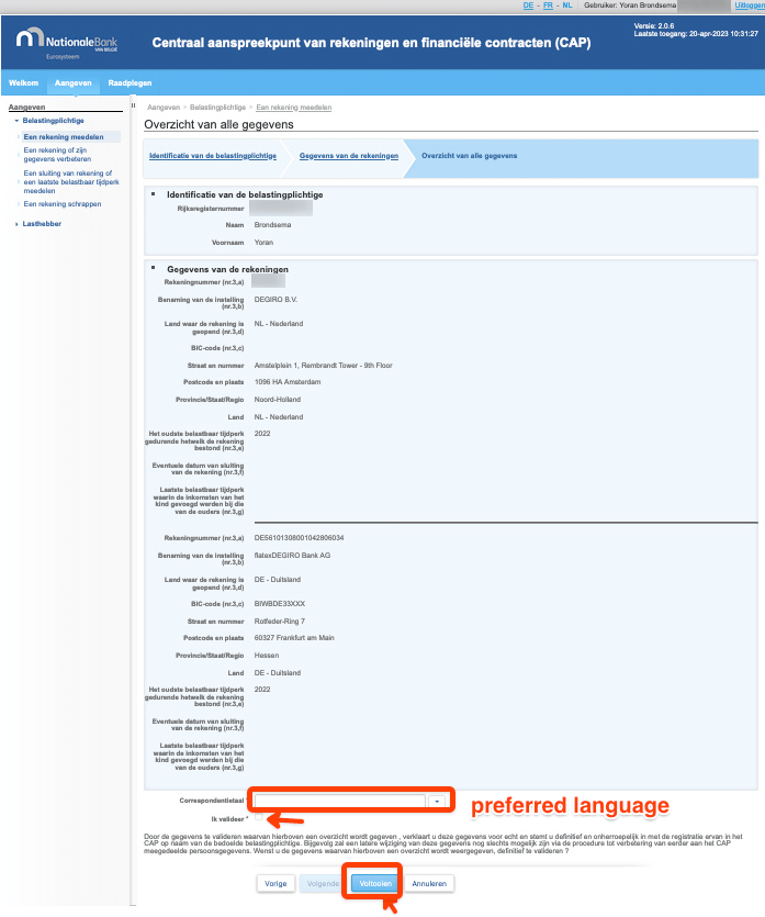 Download a PDF of your accounts on the CAP (step 2)