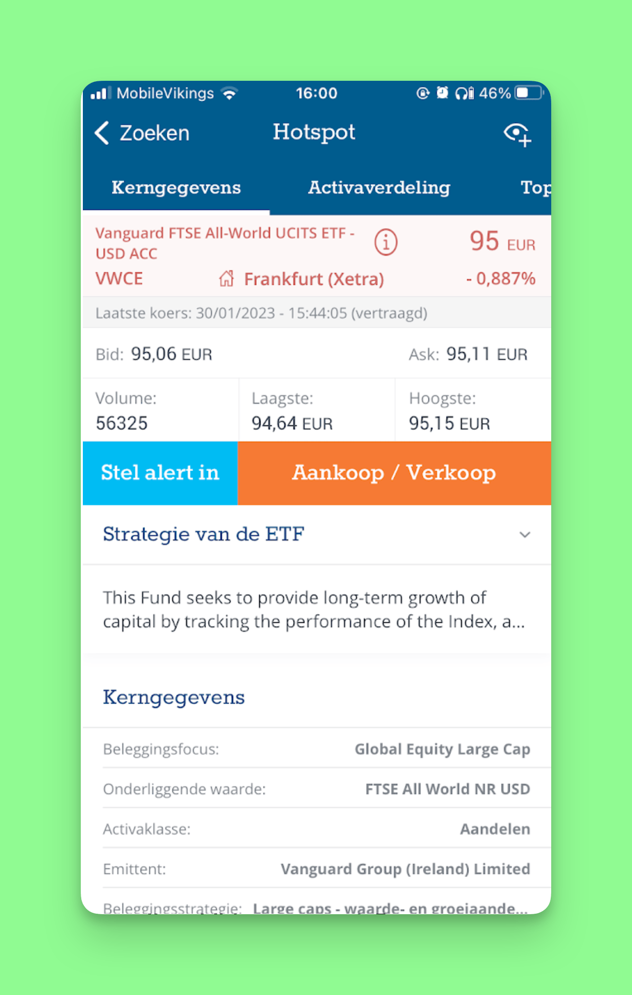 Buying VWCE on Bolero's app