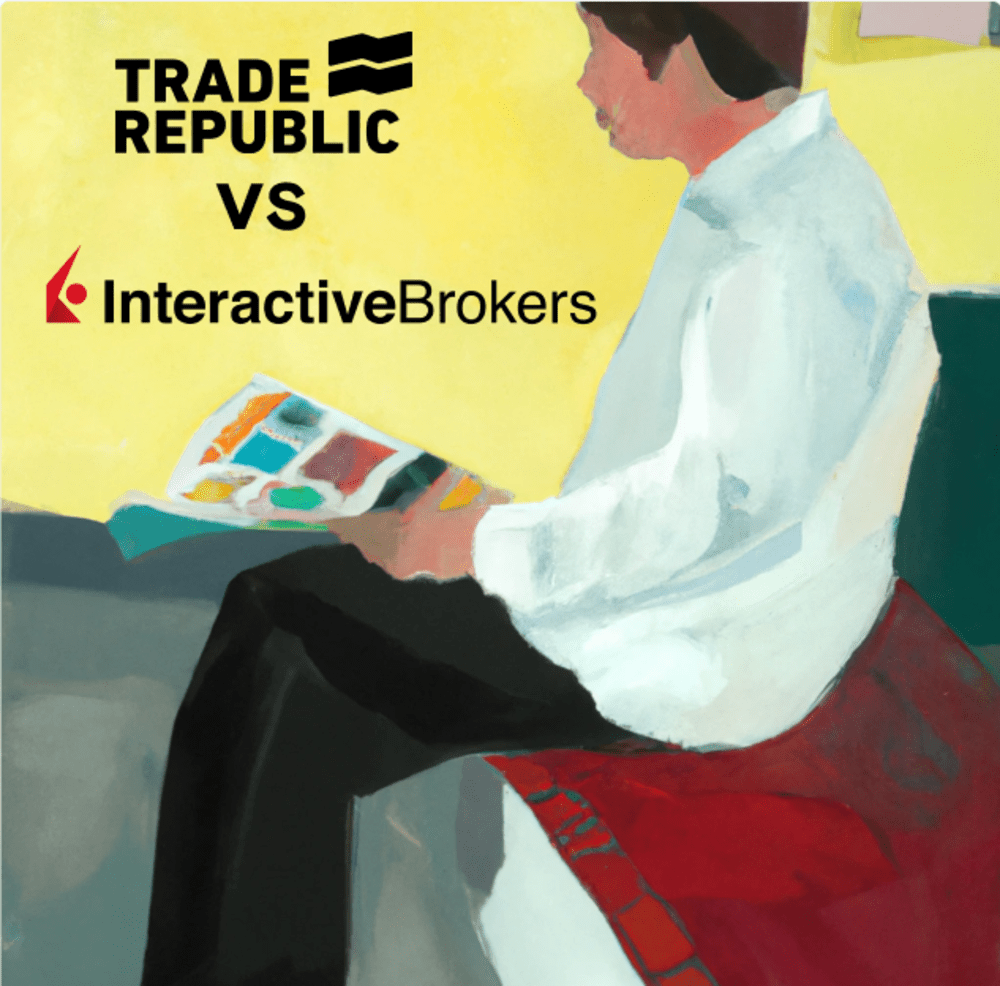 Person sitting down reviewing Trade Republic and Interactive Brokers for their investments