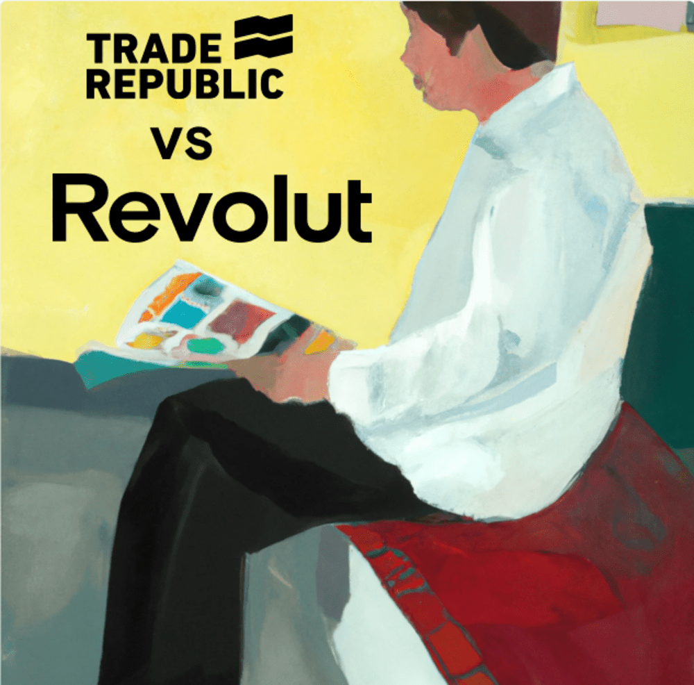 Personne assise examinant Trade Republic et Revolut comme options pour acheter des ETF.