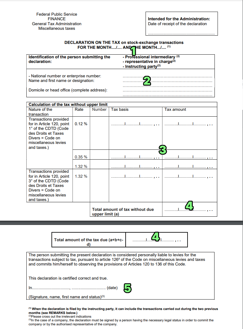 The TOB declaration form