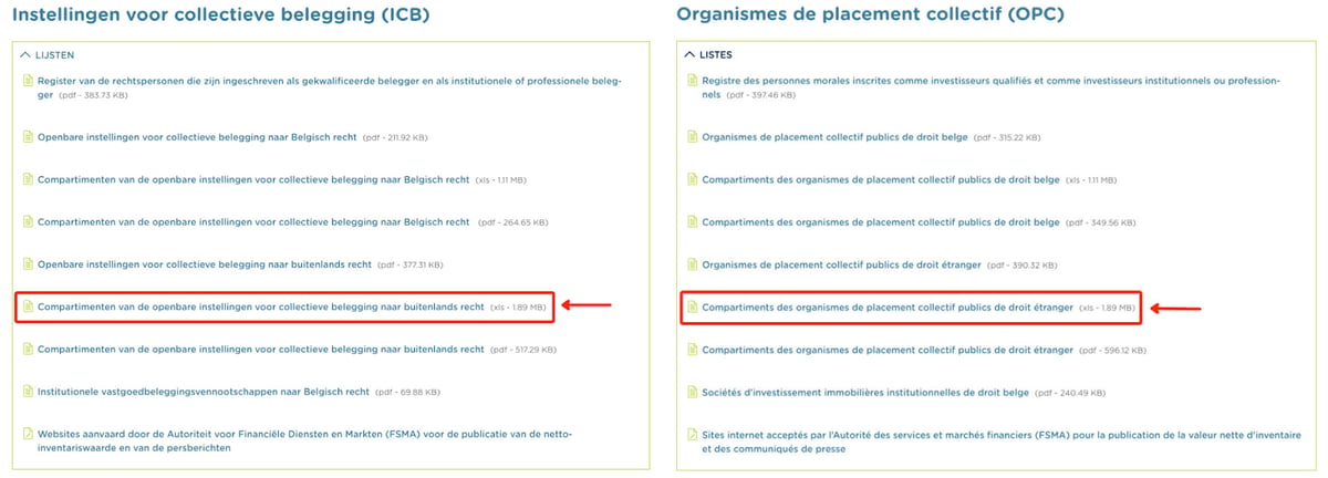 Où trouver la liste des fonds enregistrés par la FSMA ?