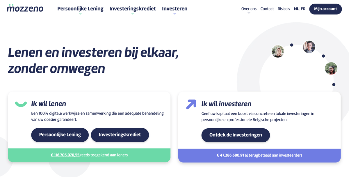 Homepage for Mozzeno's website