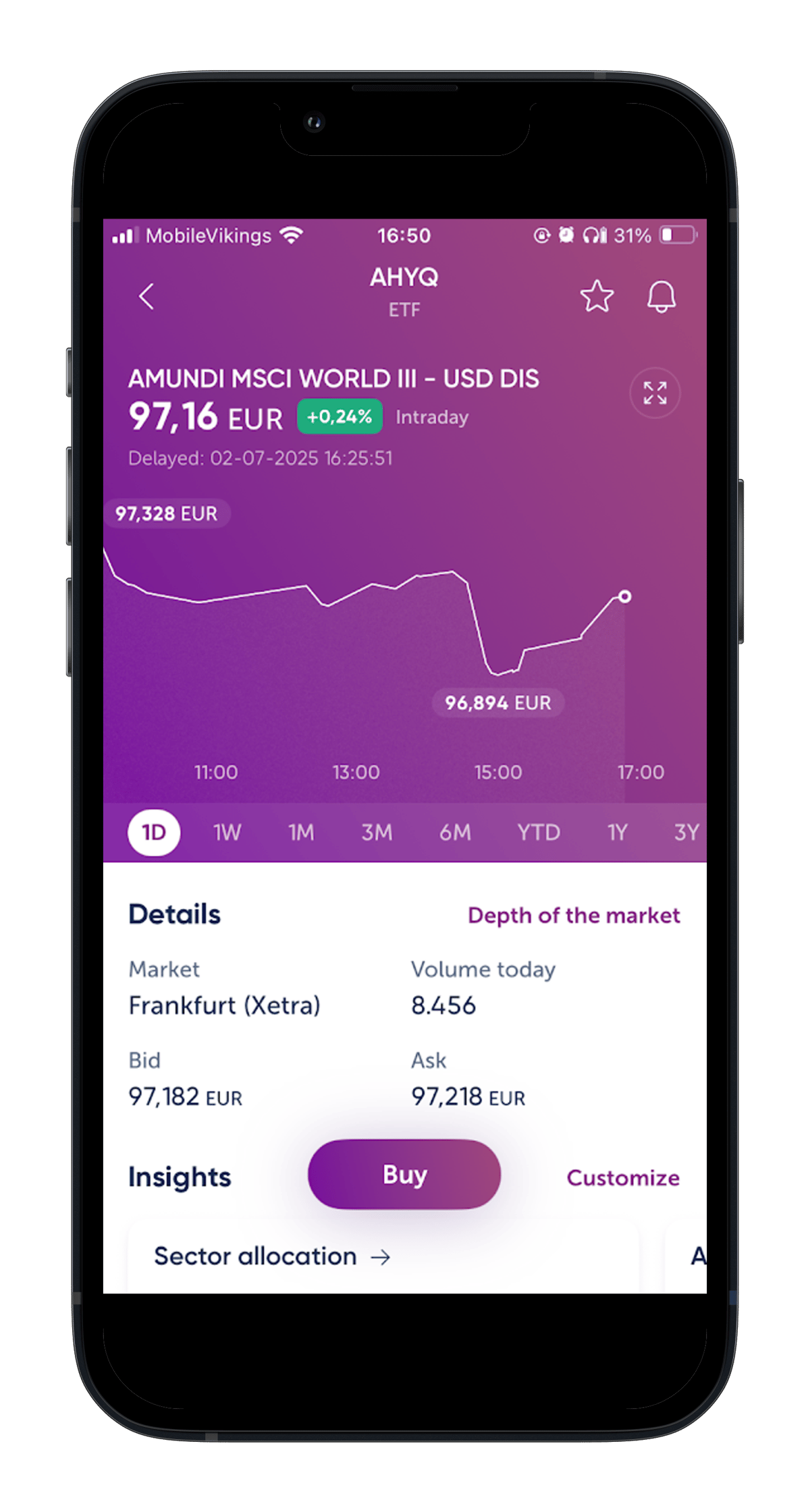 Schermafbeelding van de Bolero app