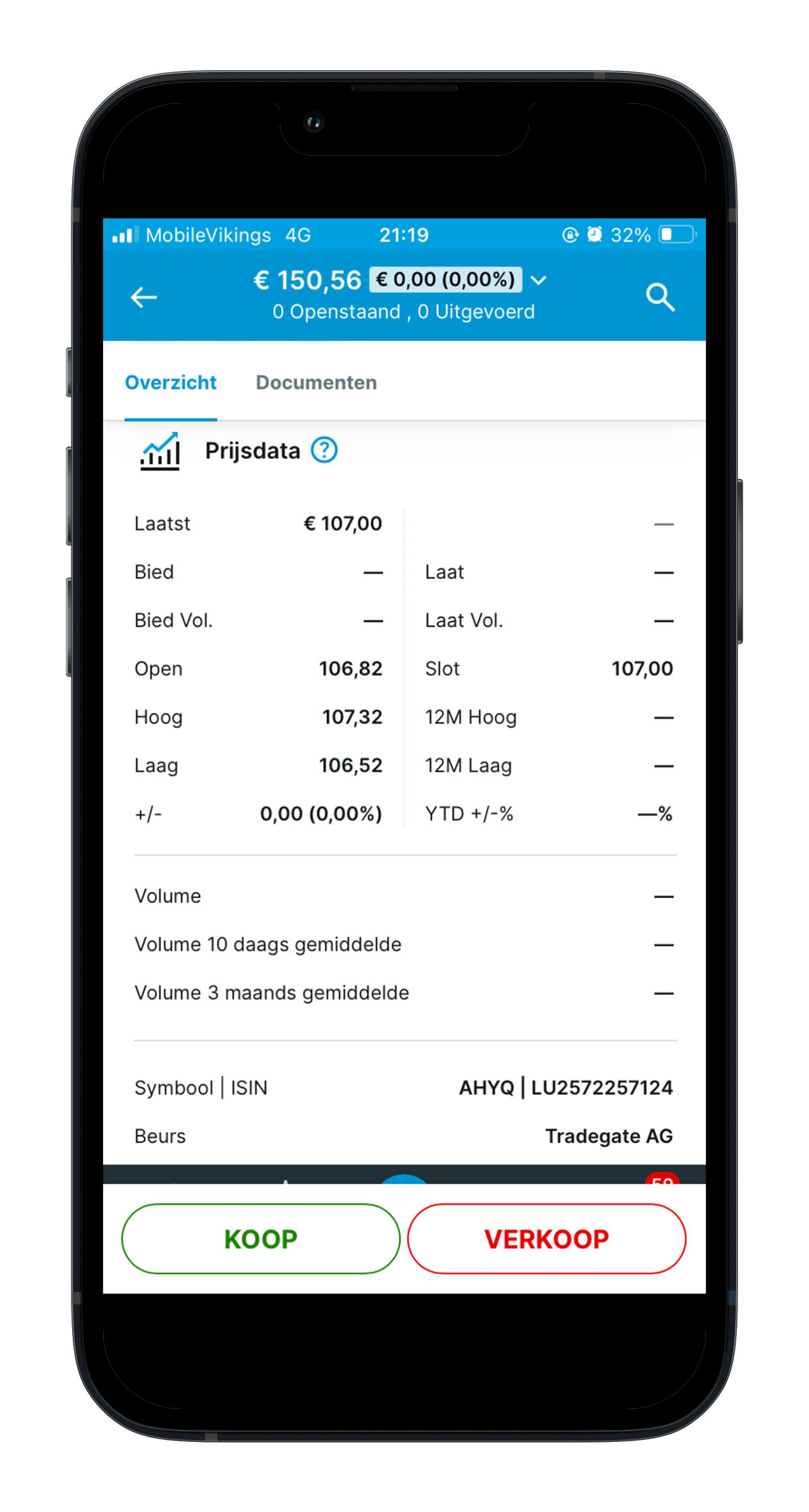 Screenshot of the DEGIRO app