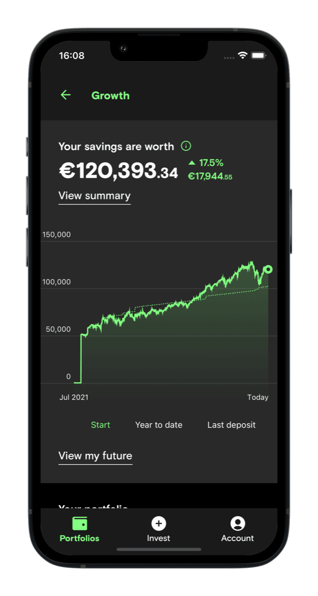 An iPhone showing the Curvo app